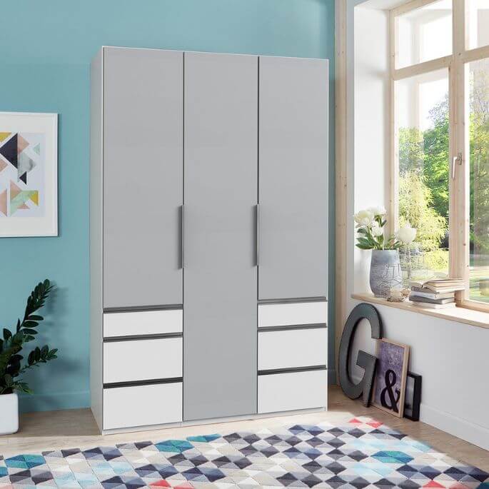 Armoire adulte contemporaine 150 cm gris/blanc Jasper I